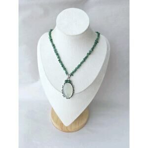 Handmade Artisan necklace Emeral Stone Ethereal Green fairy Boho Crystal New